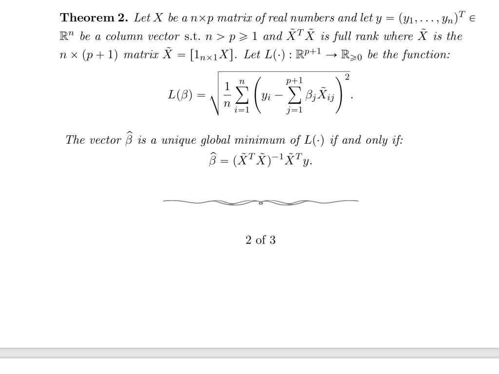 Theorem 2 Let X Be A Nxp Matrix Of Real Numbers A Chegg Com