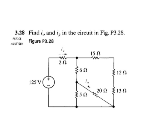 Solved 3.28 Find io and ig in the circuit in Fig. P3.28. | Chegg.com