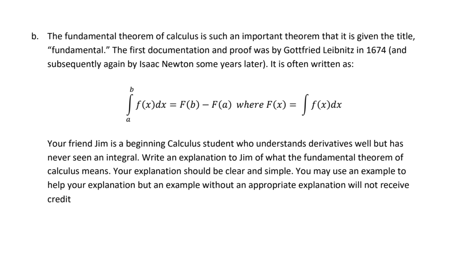 Solved B. The Fundamental Theorem Of Calculus Is Such An | Chegg.com