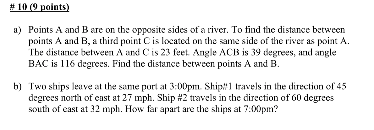 Solved # 10 (9 points) a) Points A and B are on the opposite | Chegg.com