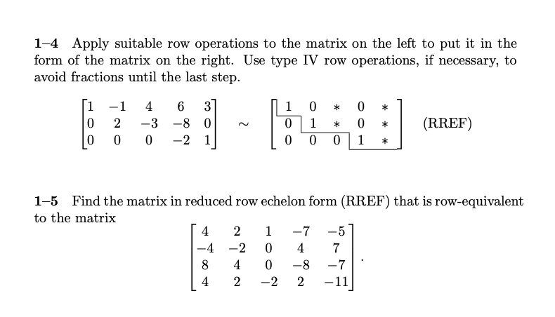 Solved 1-4 Apply suitable row operations to the matrix on | Chegg.com