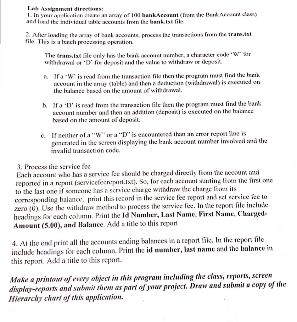 Lab Assignment directions: 1. In your application | Chegg.com