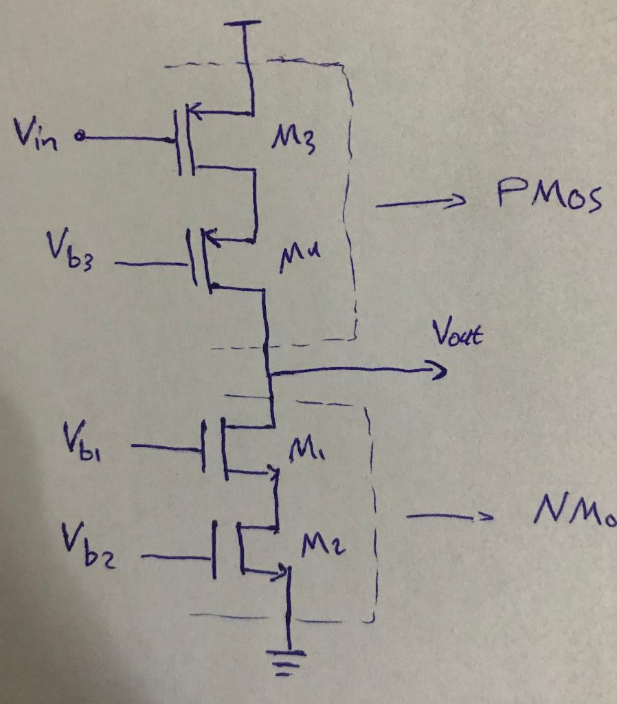 Solved Vin Мz PMos V63 Mu Vout Ver М. TT -- Nha Vbz M2 l | Chegg.com