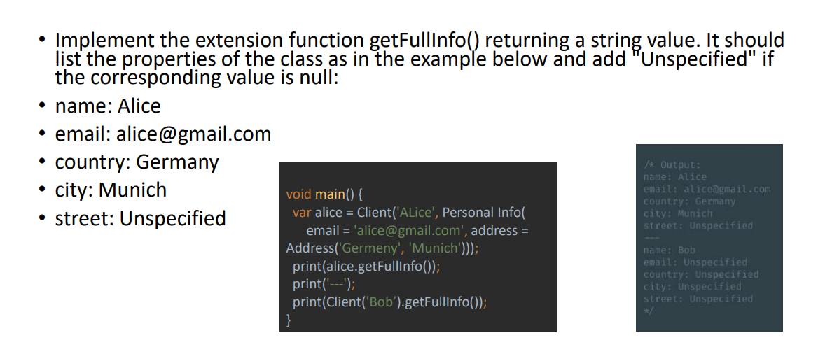 Solved - Implement the extension function getFullinfo() | Chegg.com