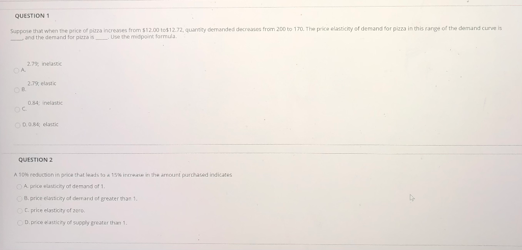 Solved QUESTION 1 Suppose that when the price of pizza | Chegg.com