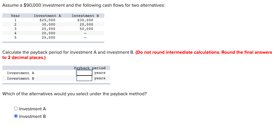 Solved Assume a $90,000 investment and the following cash | Chegg.com