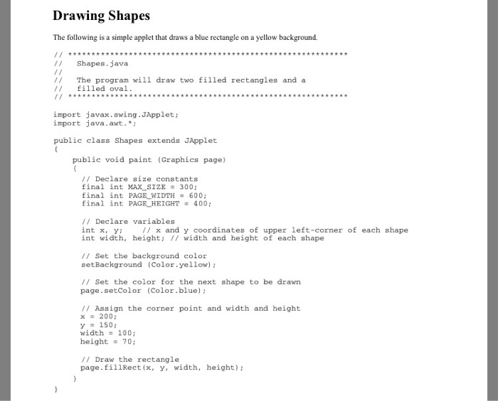 Solved Drawing Shapes The following is a simple applet that | Chegg.com