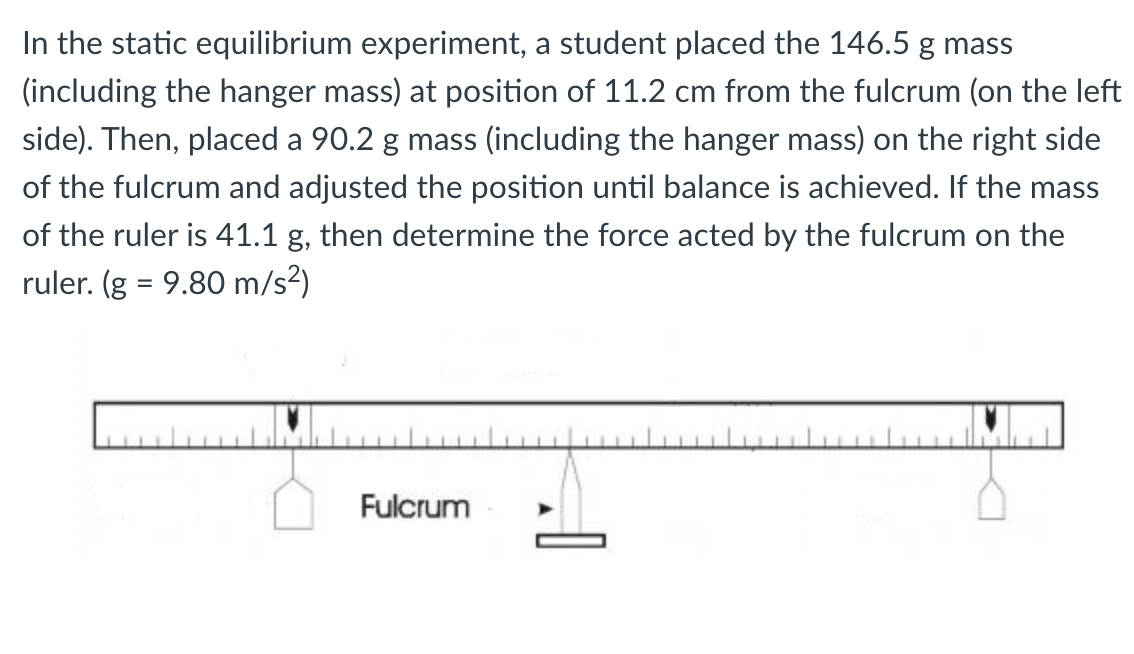 Solved In the static equilibrium experiment, a student | Chegg.com