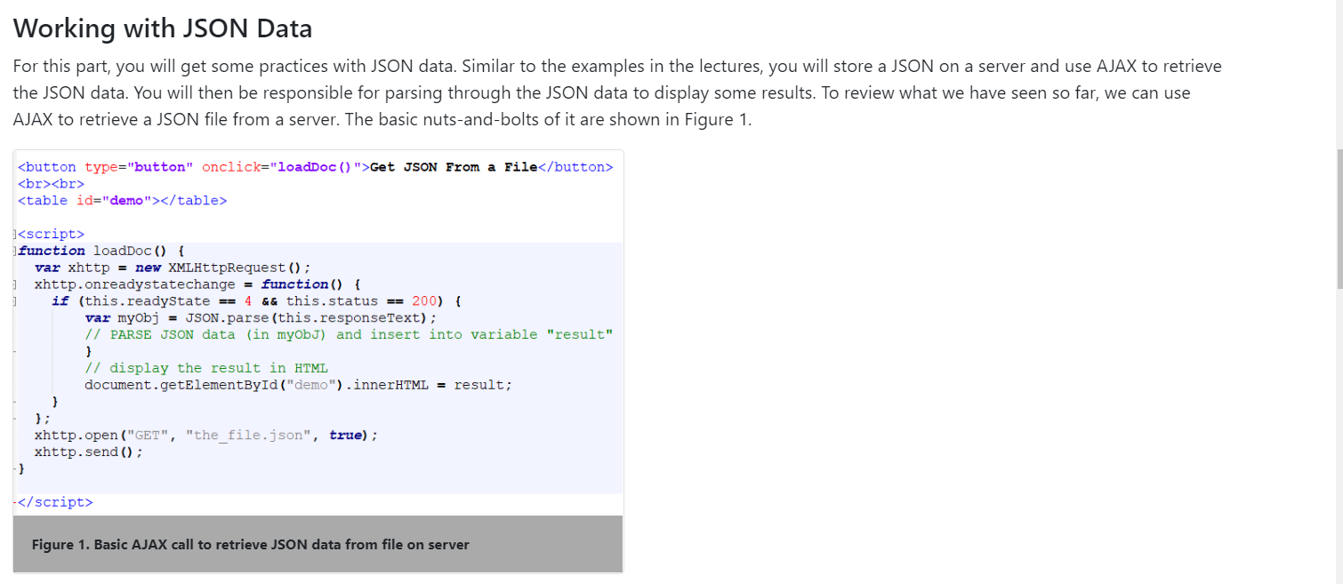 Working With JSON Data For This Part, You Will Get | Chegg.com