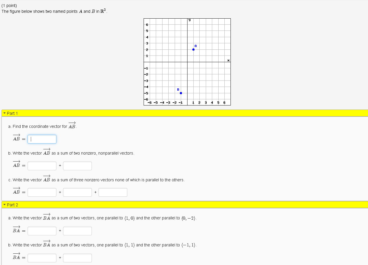 Solved (1 point) The figure below shows two named points A | Chegg.com