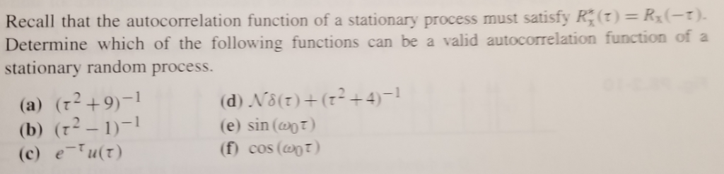 Solved Recall that the autocorrelation function of a | Chegg.com