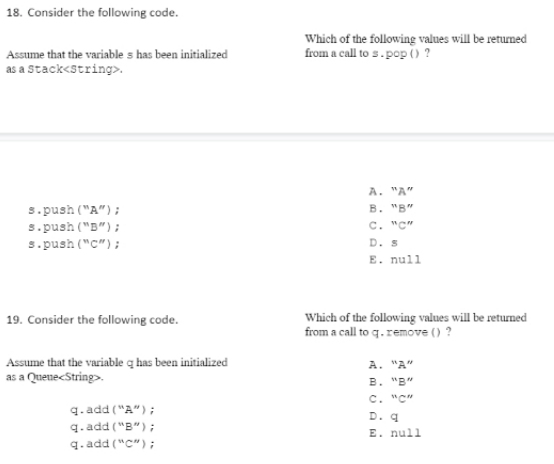 Solved Which of the following values will be returned from a | Chegg.com