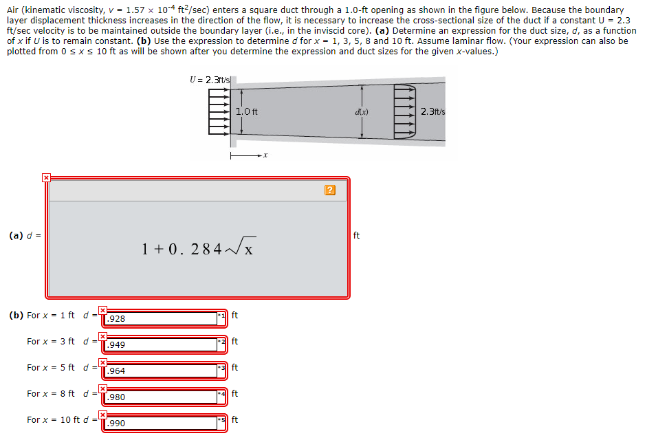 Solved Air (kinematic viscosity, v = 1.57 x 104 ft/sec)