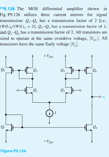 Solved **9.126 The MOS differential amplifier shown in Fig. | Chegg.com