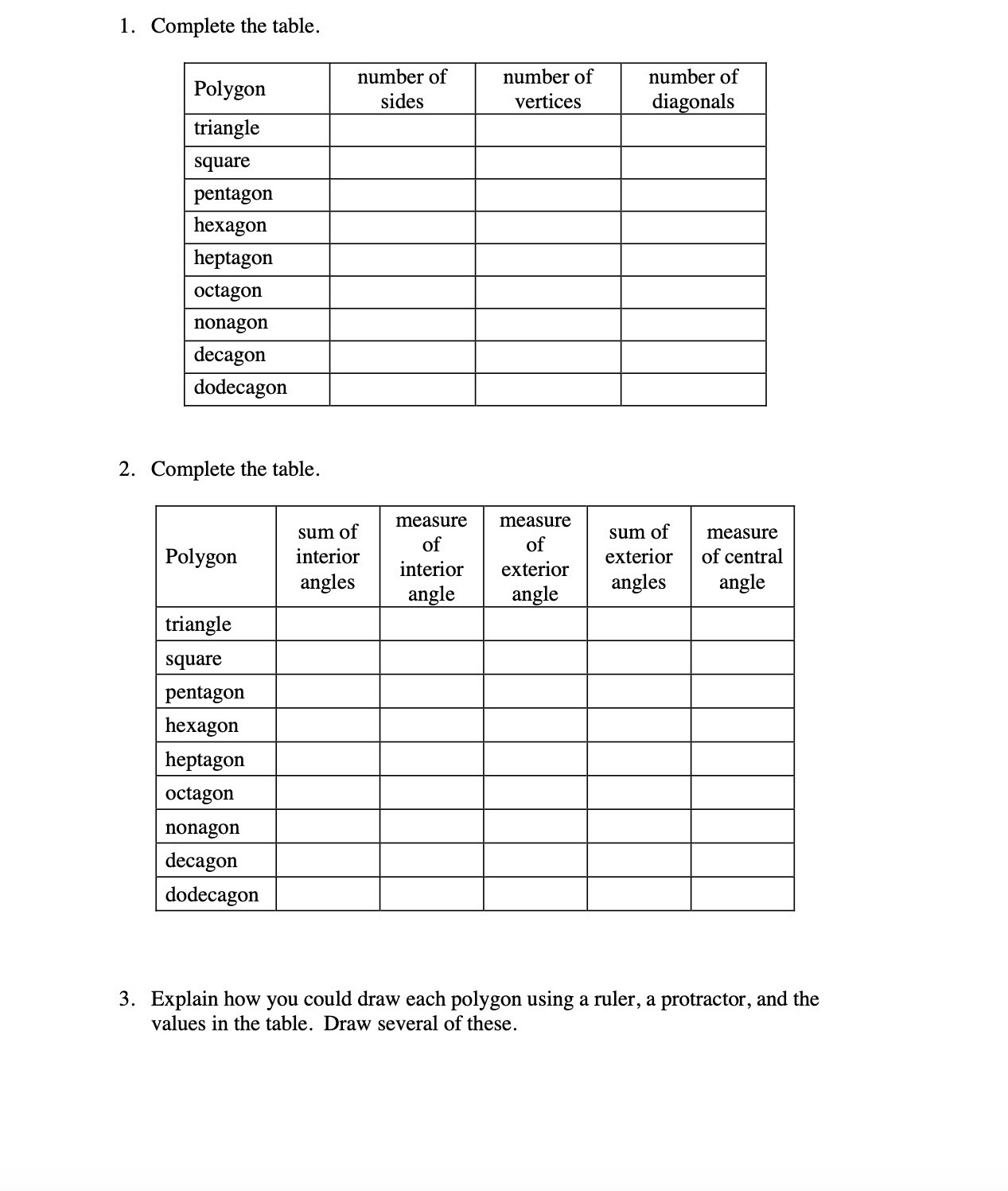 Solved Complete the table.Complete the table.Explain how you | Chegg.com