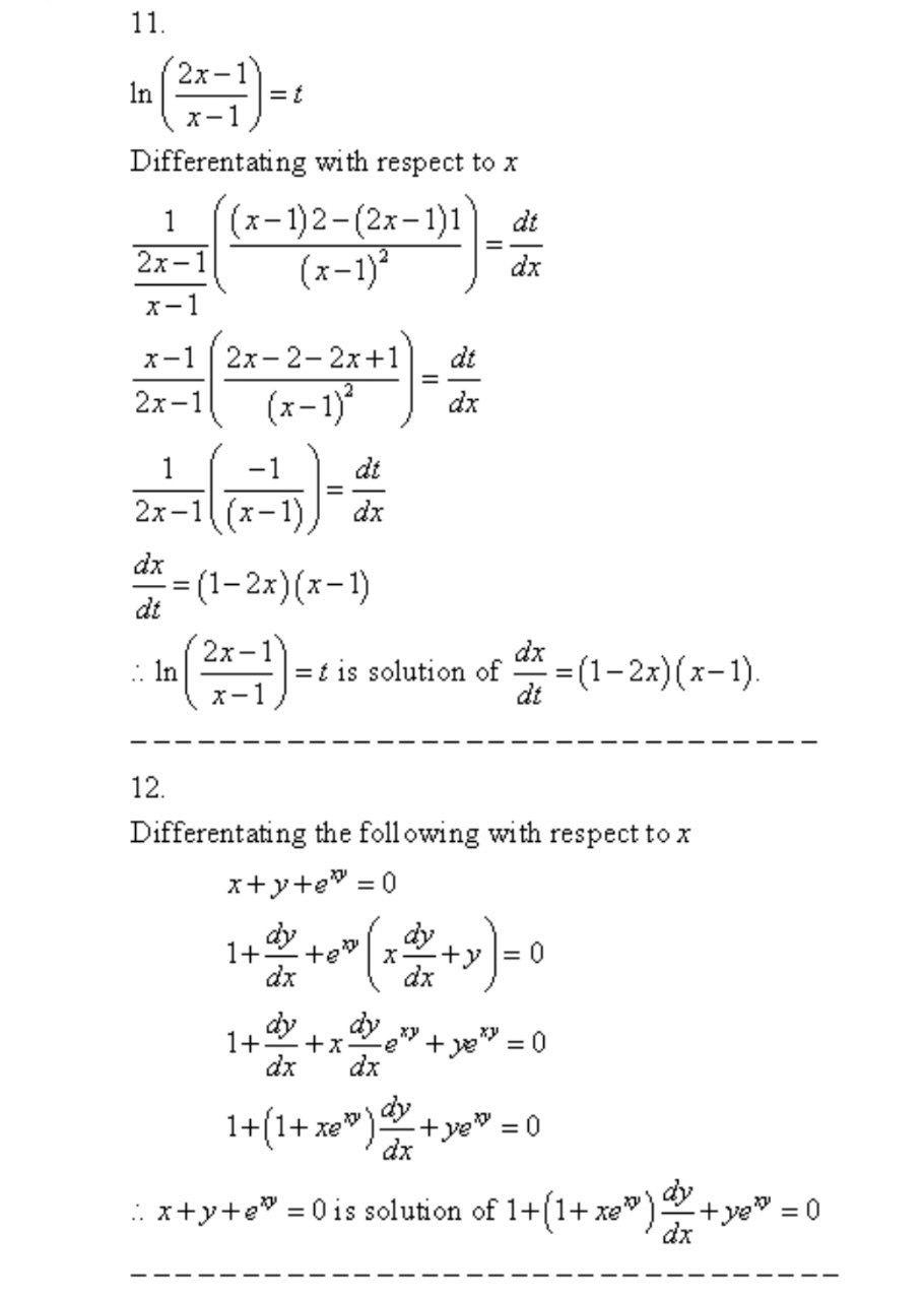 Solved 11. 2x- In = 1 x-1 Different ating with respect to x | Chegg.com