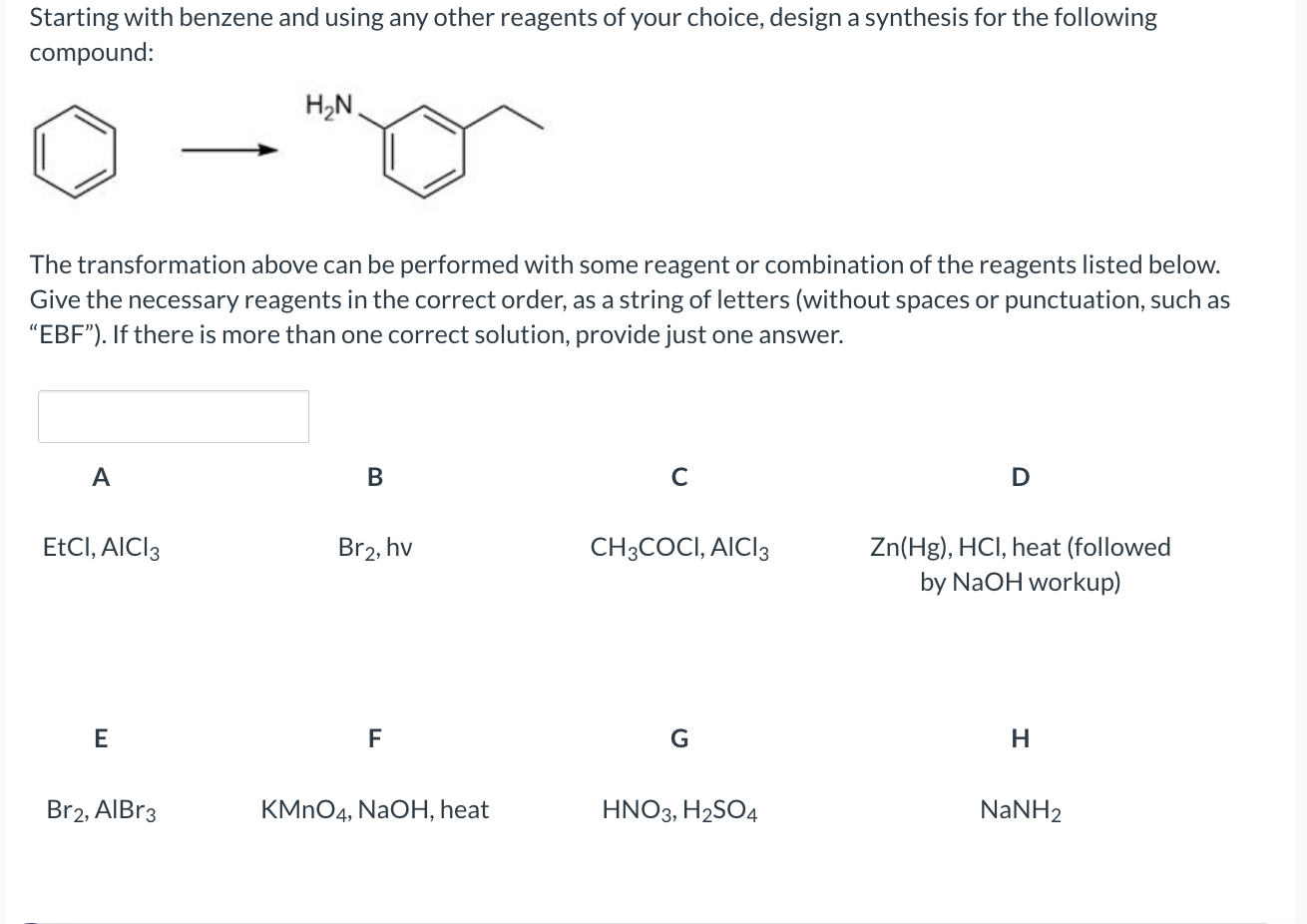 Solved Starting With Benzene And Using Any Other Reagents Of | Chegg.com