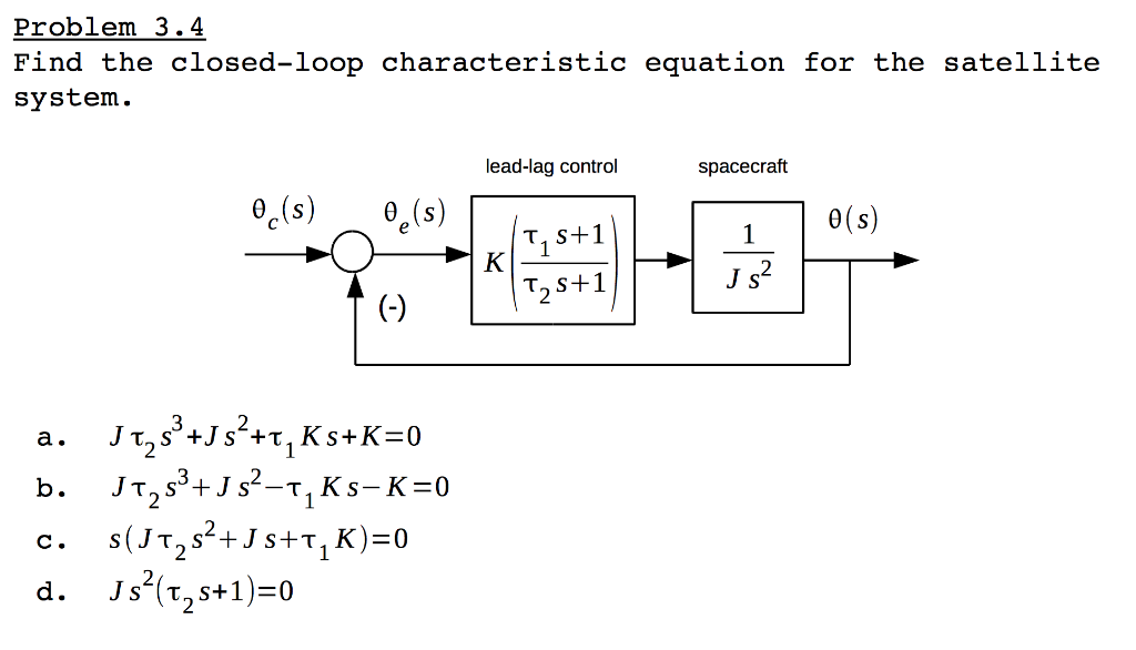 Solved Problem 3.4 Find the closed loop characteristic Chegg