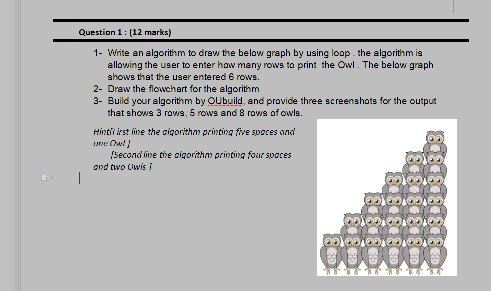 Solved 1- Write an algorithm to draw the below graph by | Chegg.com