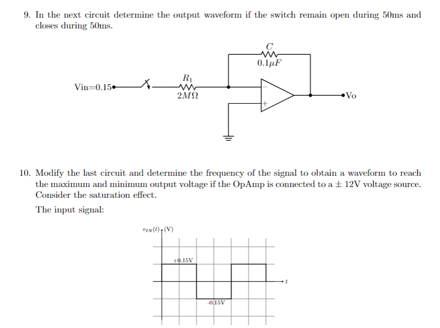 Solved 9. In the next circuit determine the output waveform | Chegg.com