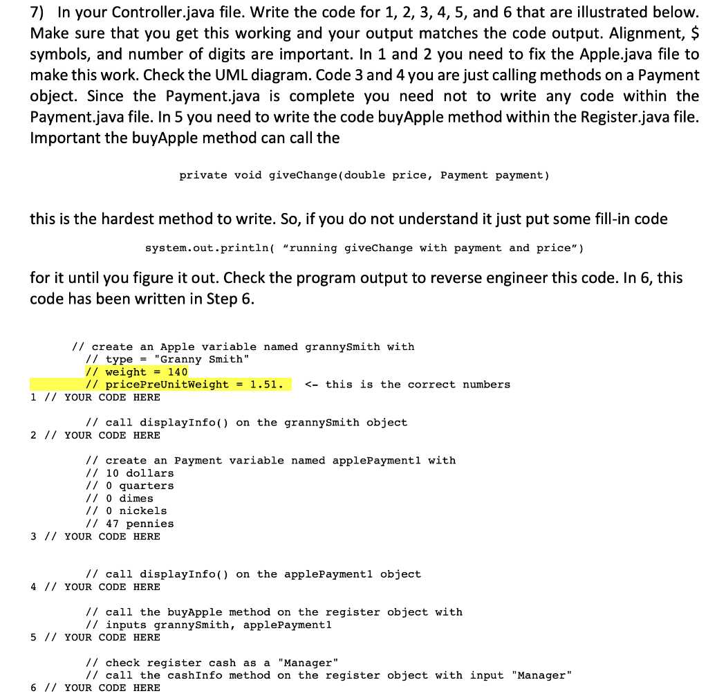 7) In your Controller.java file. Write the code for | Chegg.com