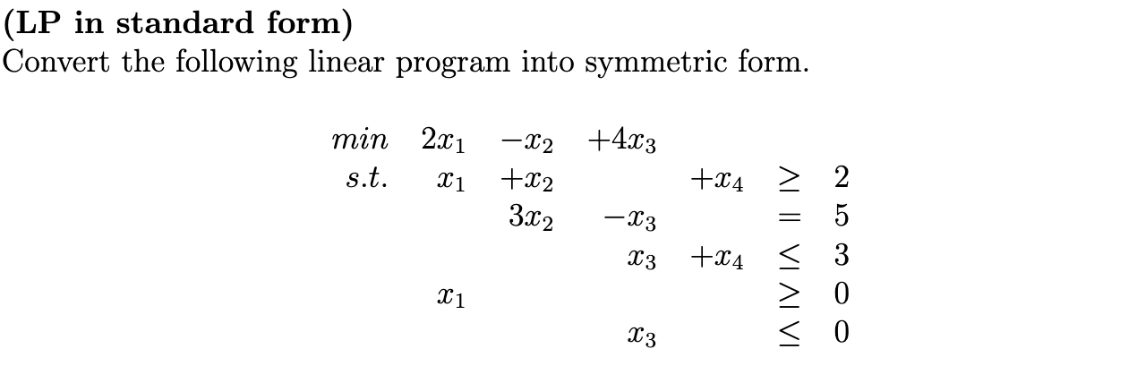Solved |(LP in standard form) Convert the following linear | Chegg.com