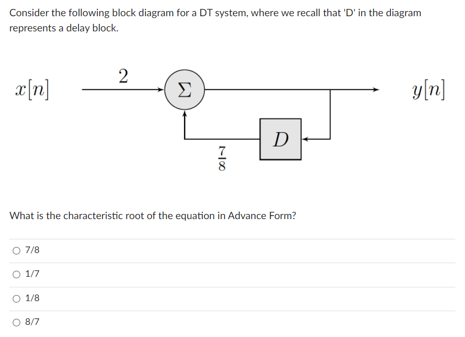 Solved Consider The Following Block Diagram For A DT System, | Chegg.com