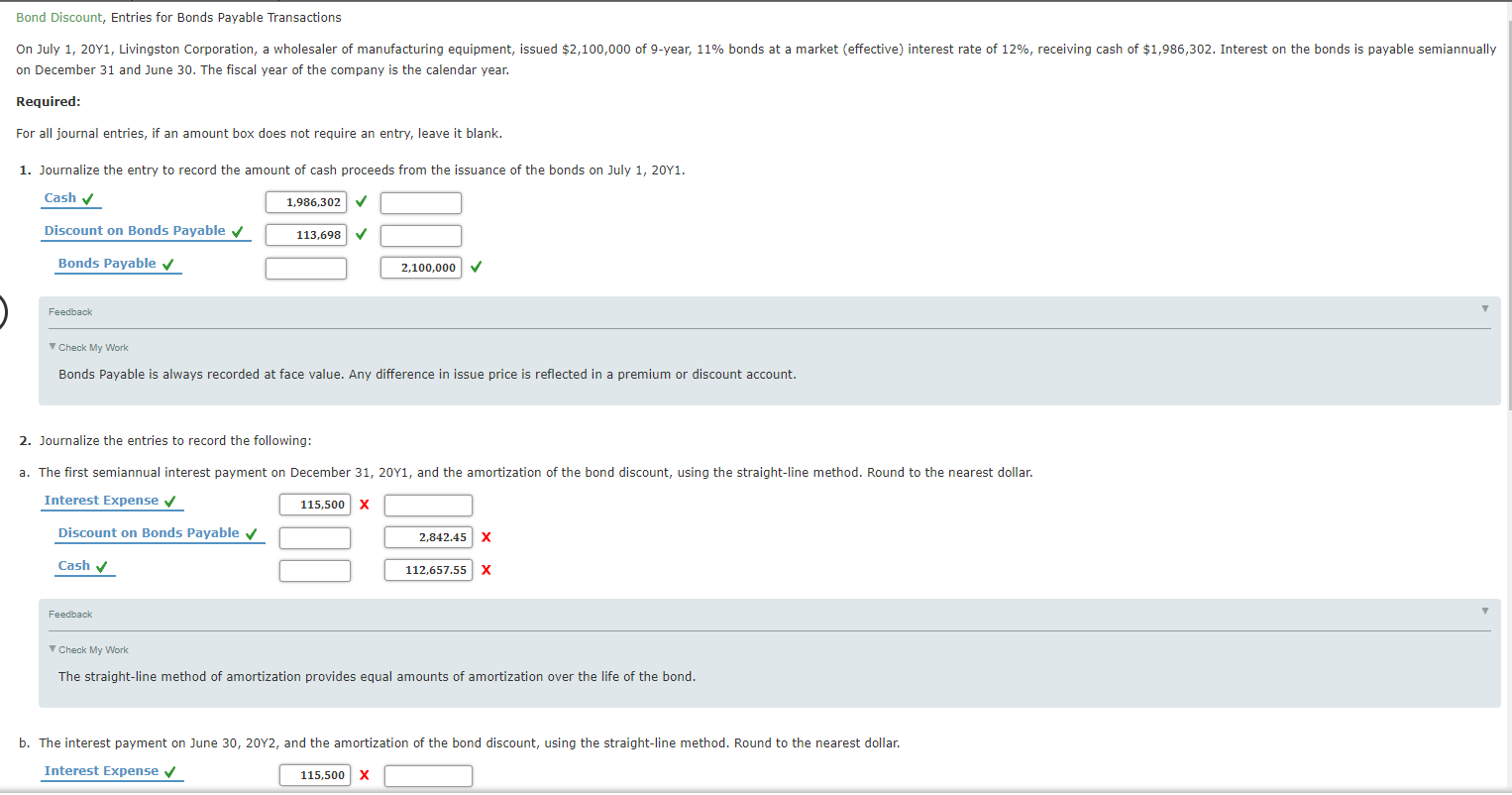 Solved Bond Discount, Entries for Bonds Payable Transactions