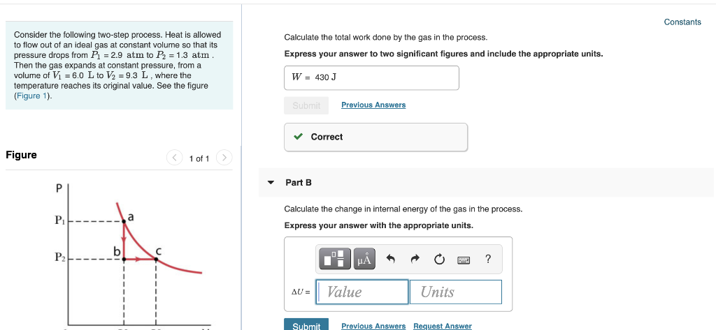 Solved Constants Calculate the total work done by the gas in | Chegg.com