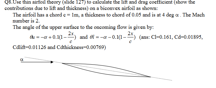 Solved Q8.Use Thin Airfoil Theory (slide 127) To Calculate | Chegg.com