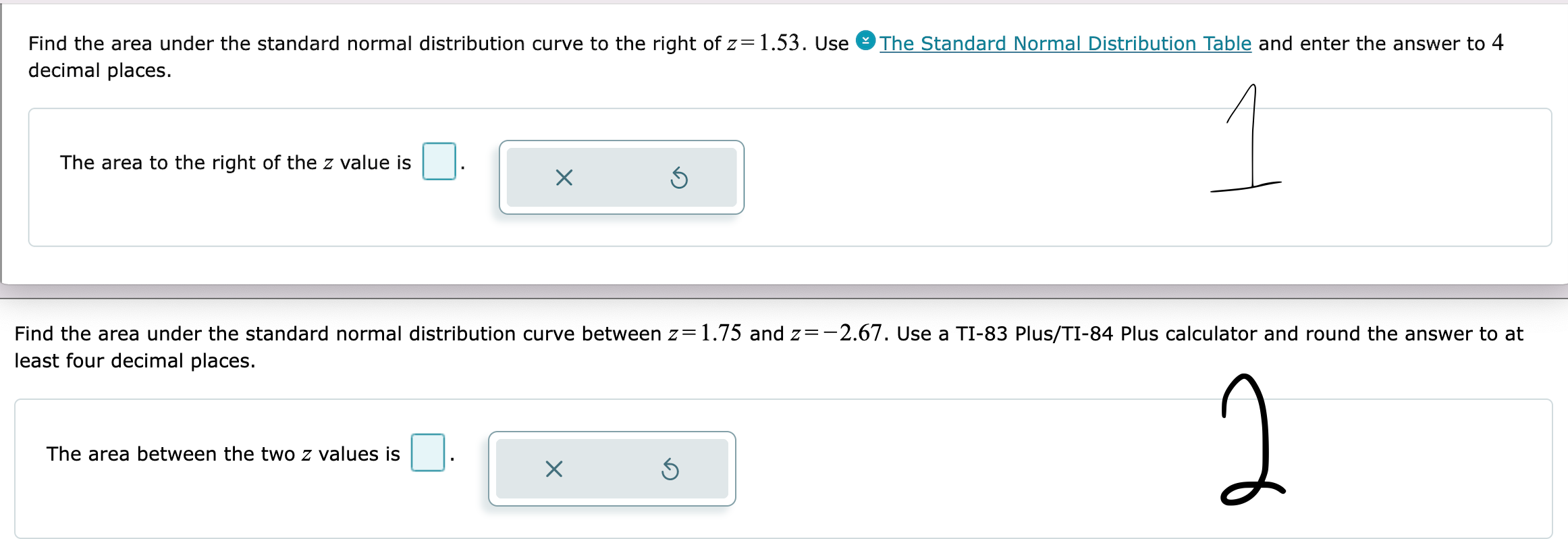 Solved Find the area under the standard normal distribution