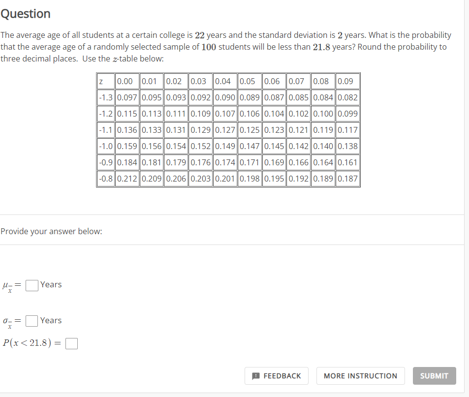Solved The average age of all students at a certain college | Chegg.com