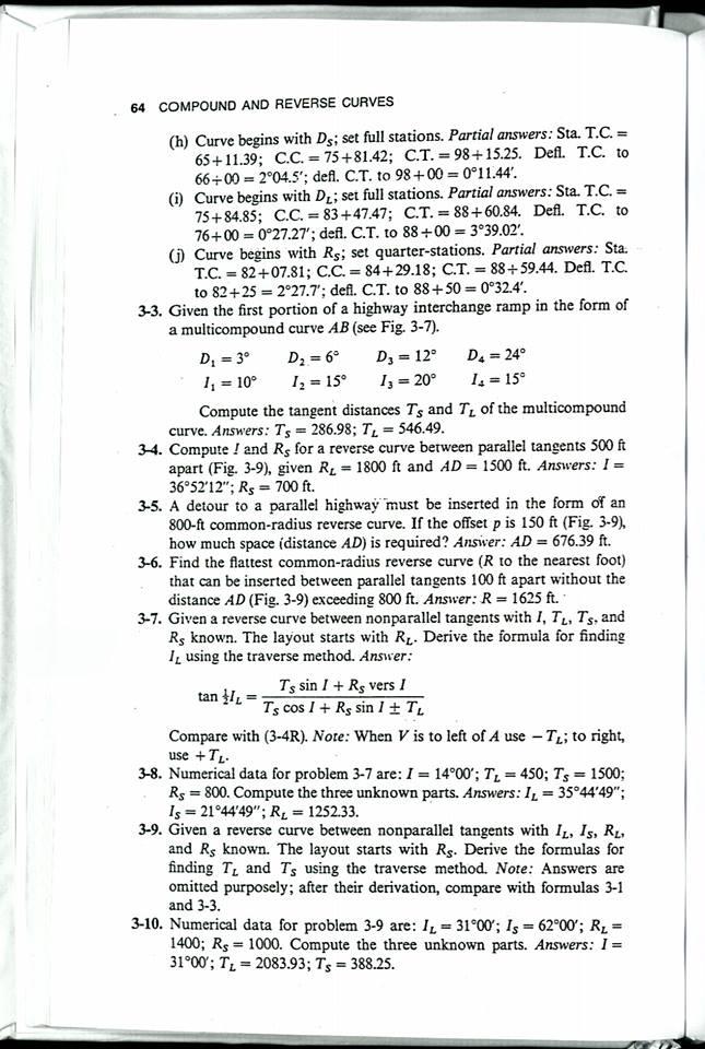 Solved 64 COMPOUND AND REVERSE CURVES (h) Curve begins with | Chegg.com