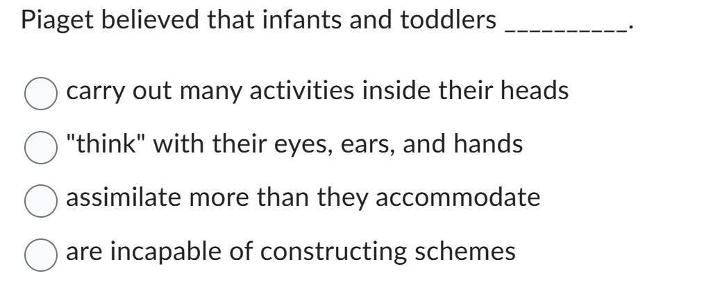 Solved Piaget believed that infants and toddlerscarry out Chegg