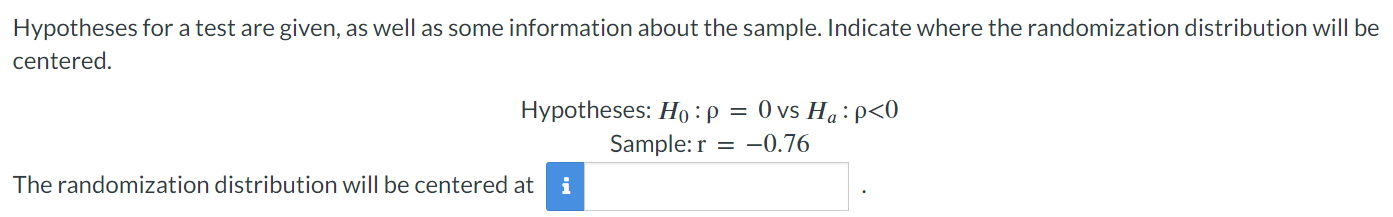 Randomization Test Questions Solved Hypotheses for a test are given, as well as some | Chegg.com