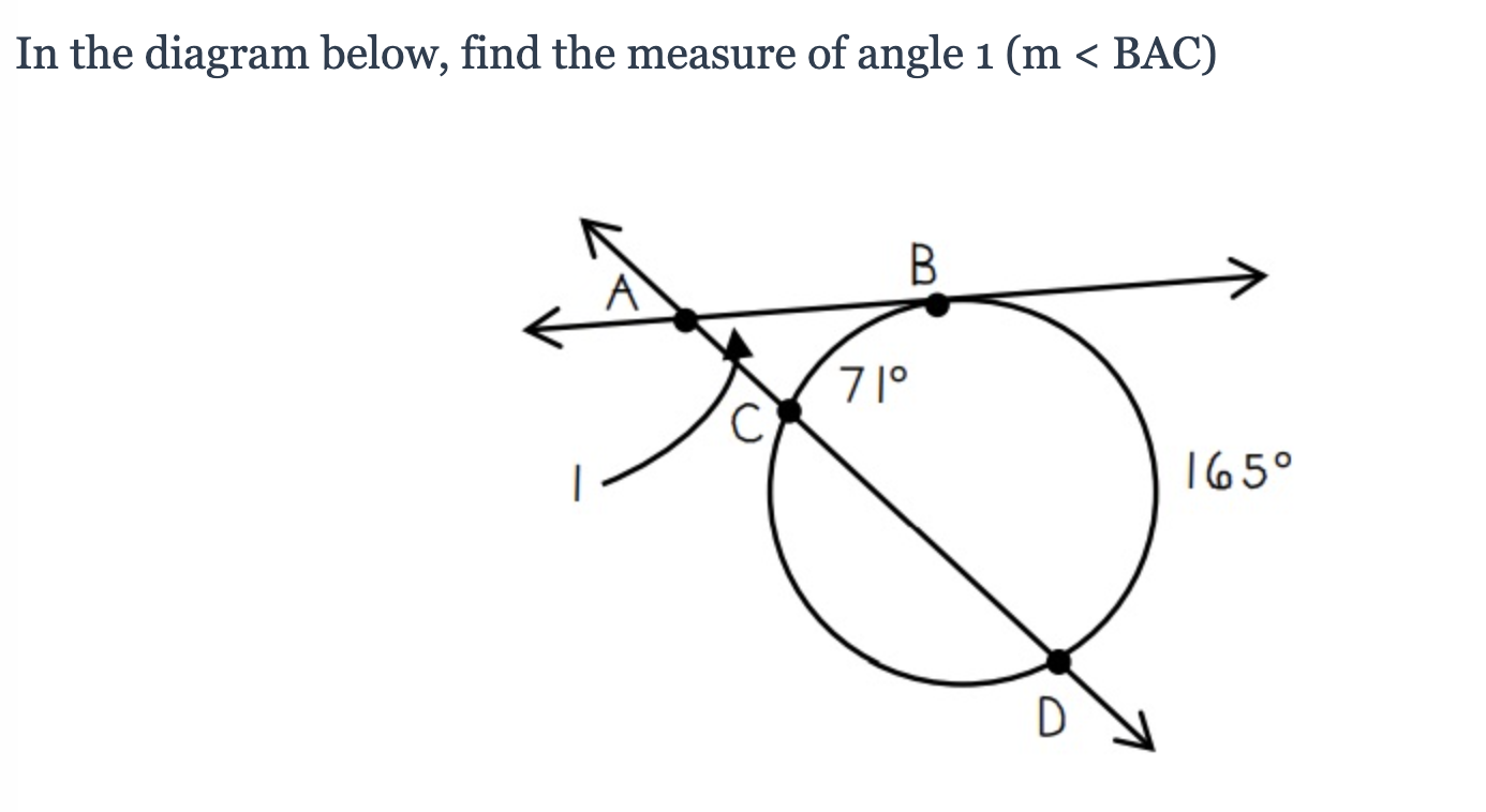 Solved In the diagram below, find the measure of angle 1 (m | Chegg.com