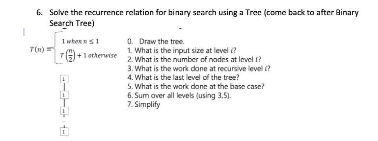 Solved Solve the recurrence relation for binary search using | Chegg.com
