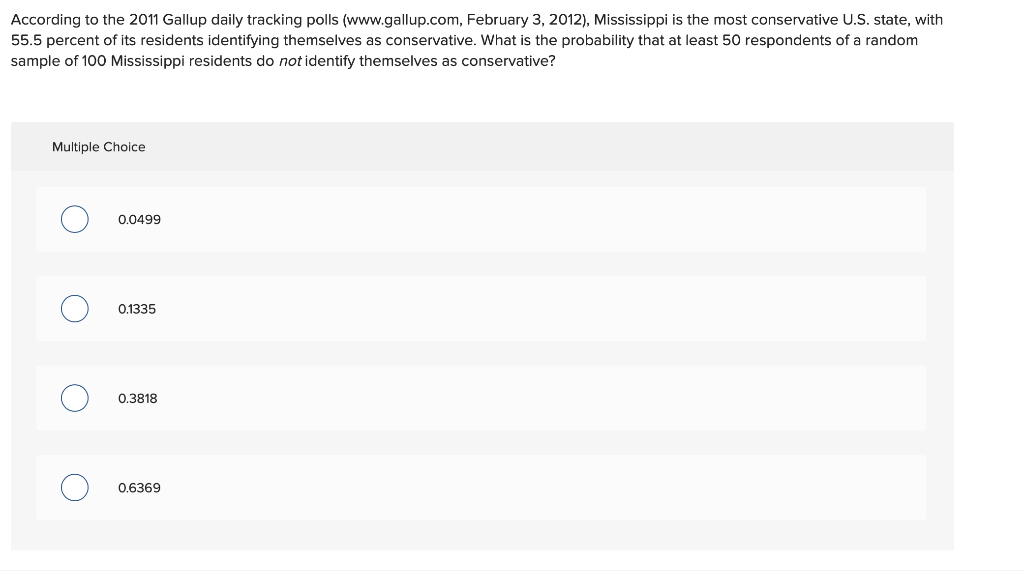 Solved According to the 2011 Gallup daily tracking polls