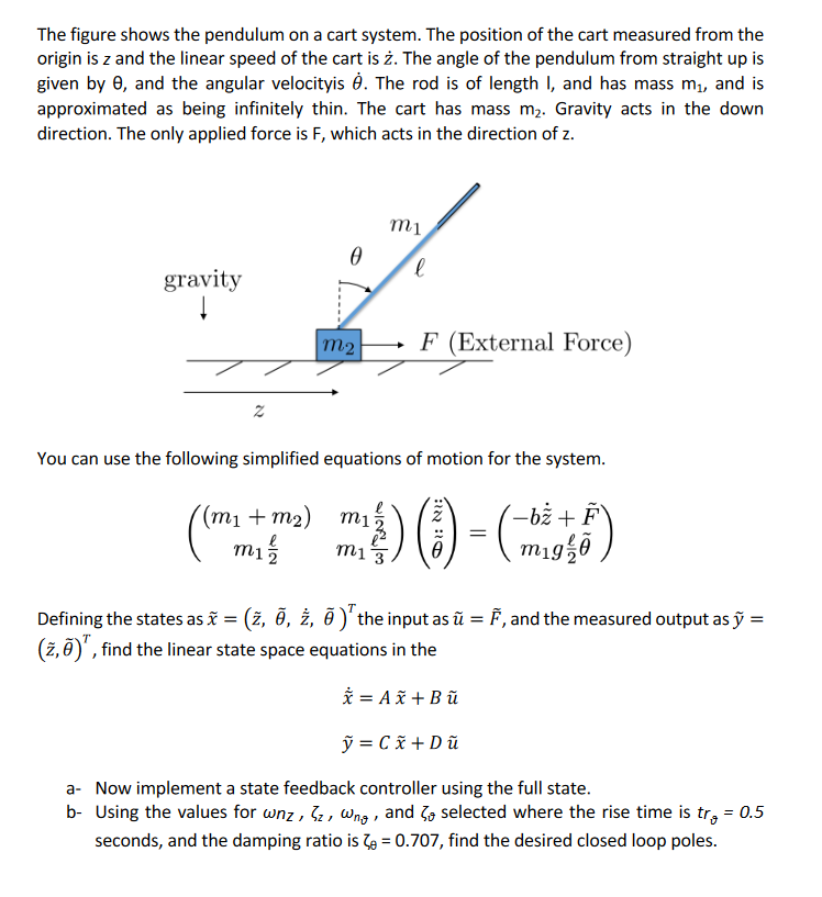 The figure shows the pendulum on a cart system. The | Chegg.com