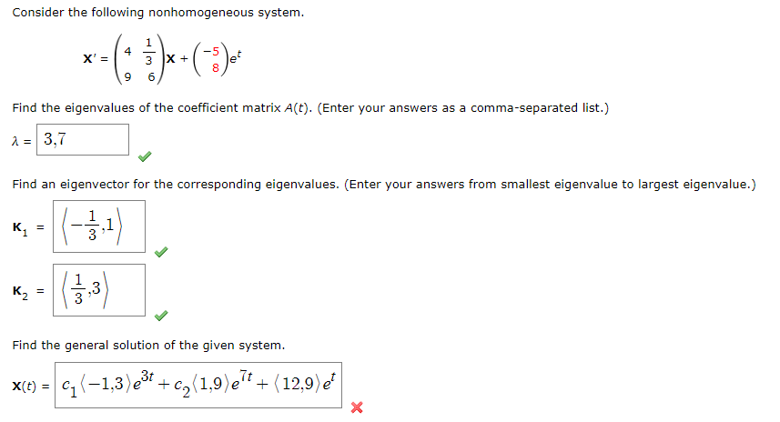 Solved Consider the following nonhomogeneous system. *-( | Chegg.com