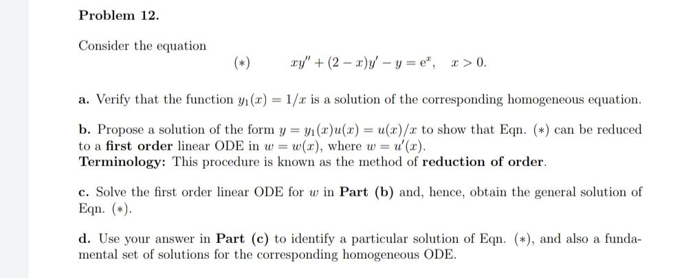 Solved Problem 12 Consider The Equation Xy 2 Xy Chegg Com