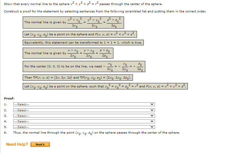 Solved Show that every normal line to the sphere x2+y2+z2=r2