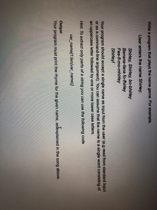 Solved Write a program that plays the name game. For | Chegg.com