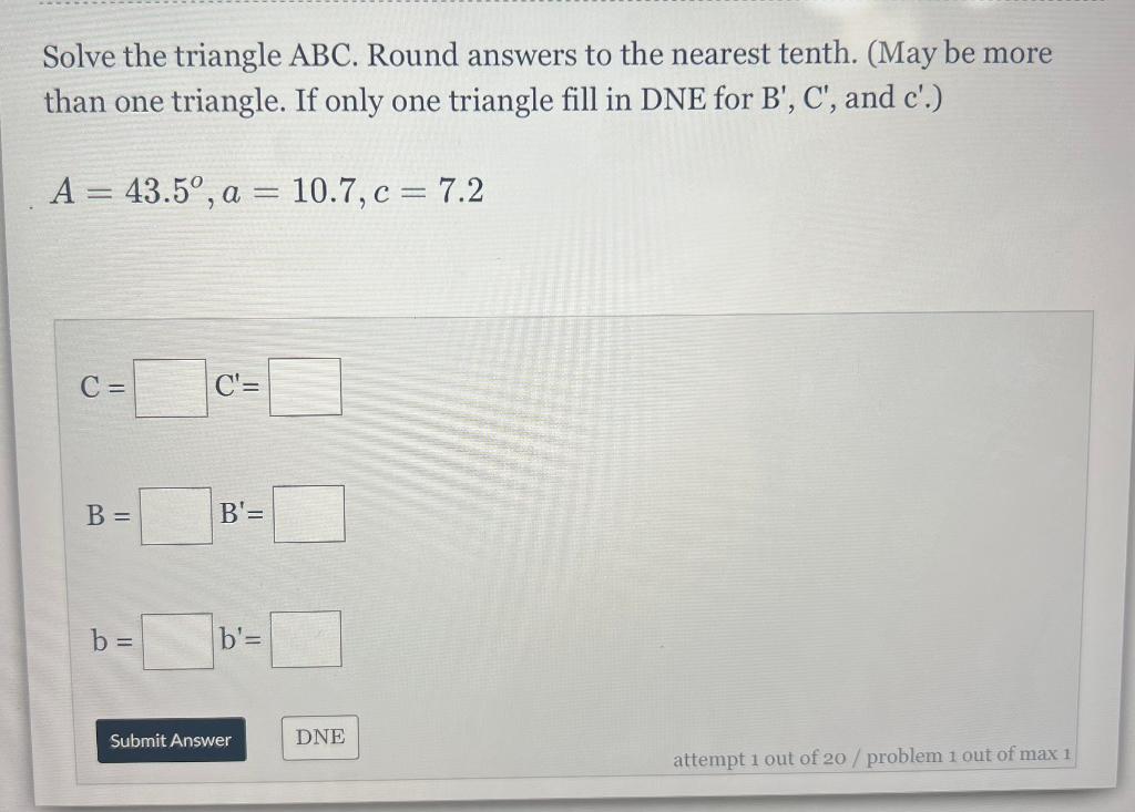 Solved Solve The Triangle ABC. Round Answers To The Nearest | Chegg.com