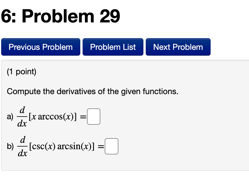 Solved 6: Problem 29 Previous Problem Problem List (1 point) | Chegg.com