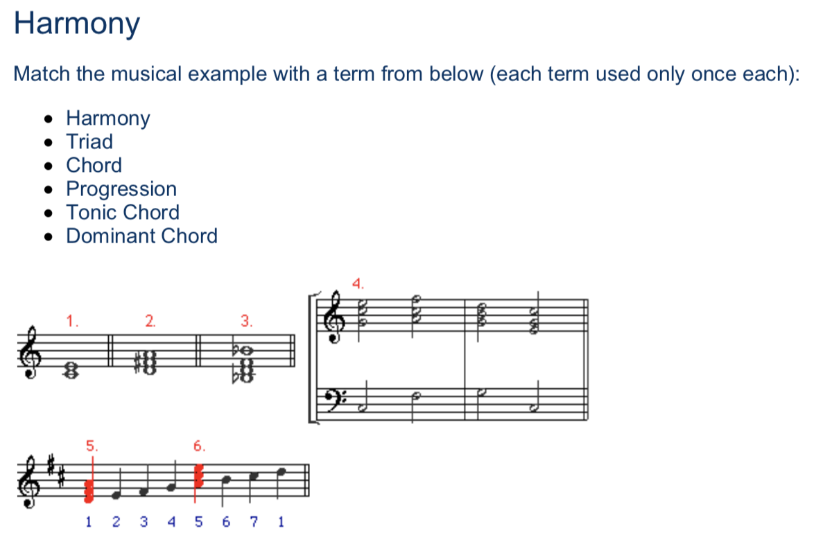 Solved Harmony Match the musical example with a term from | Chegg.com