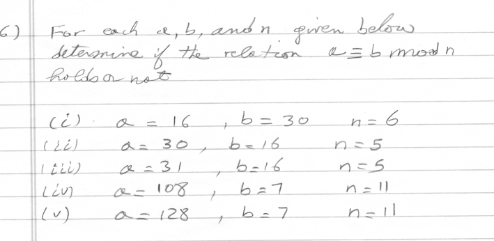 Solved 6) Given Below For Each A, B, And N Determine If The | Chegg.com