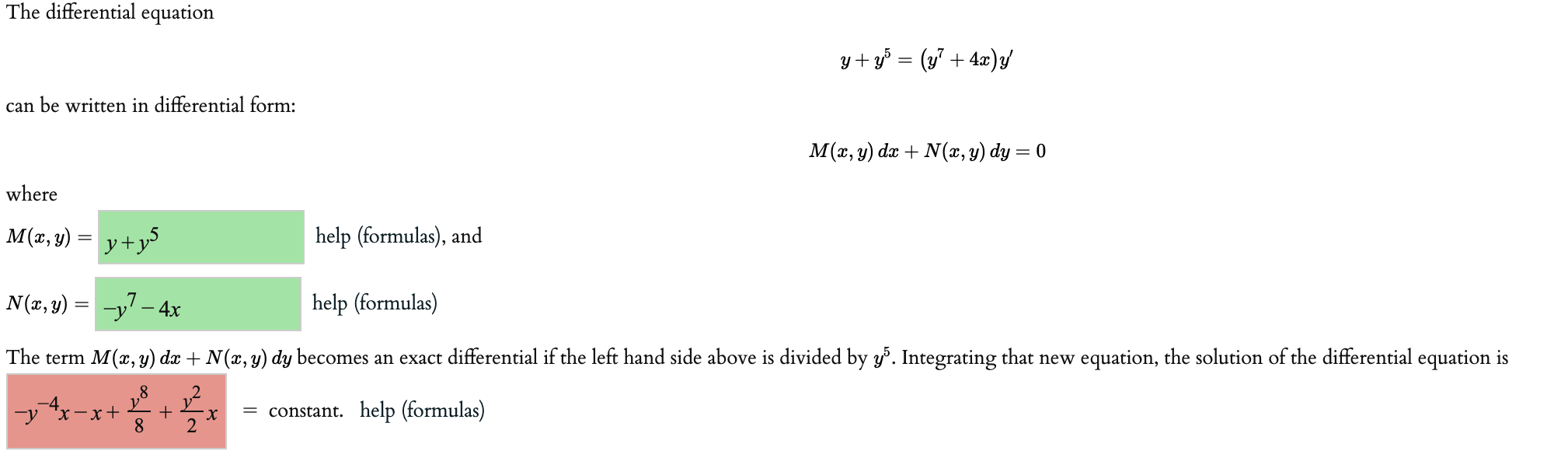 Solved The differential equation y + y = (y? +4x) can be