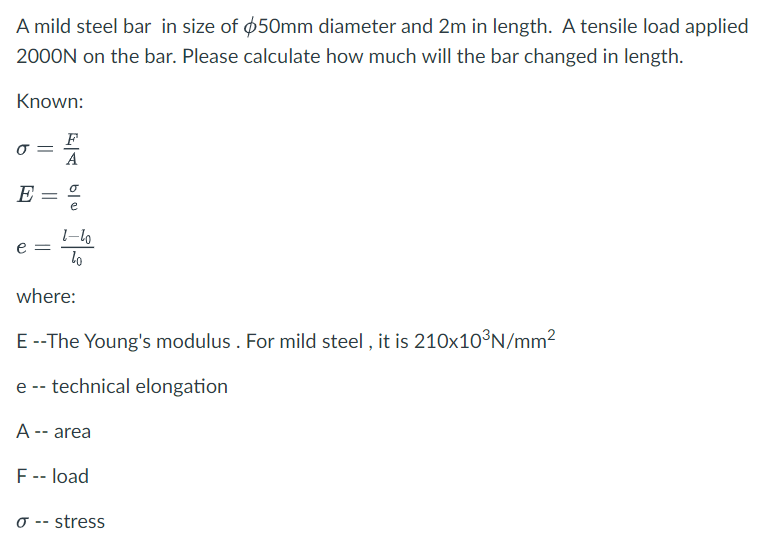Solved A mild steel bar in size of \\( \\phi 50 | Chegg.com