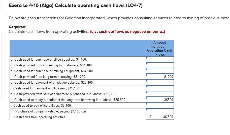 Solved Exercise 4-16 (Algo) Calculate Operating Cash Flows | Chegg.com